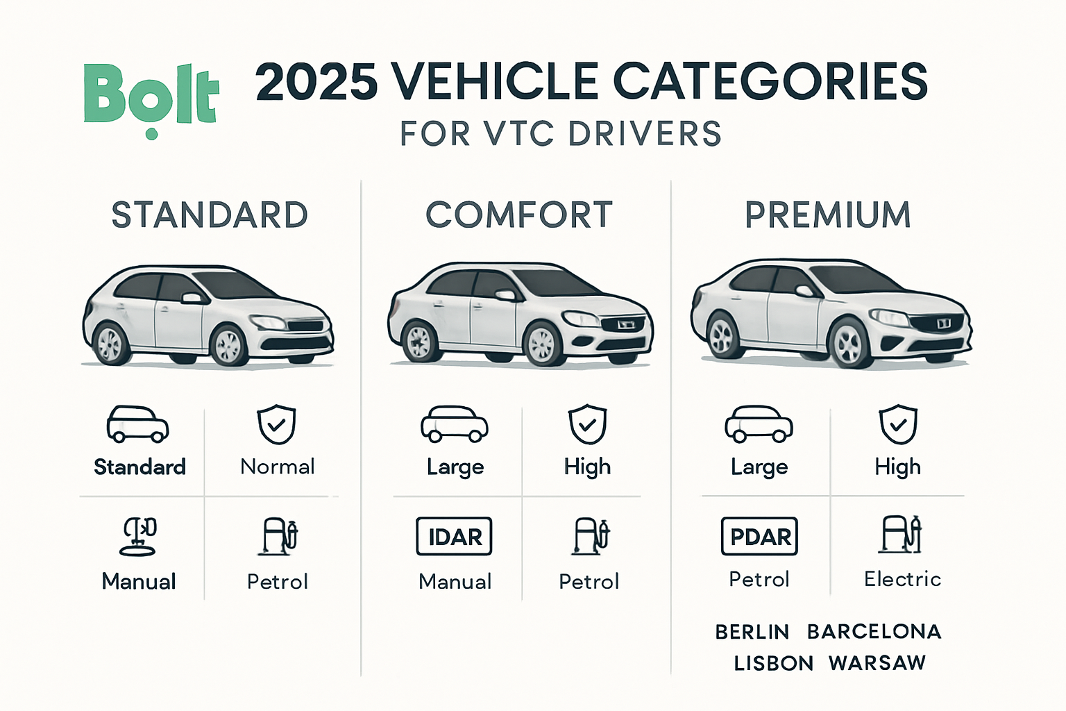 🚘 Bien choisir son véhicule VTC Bolt : comprendre ACRISS, viser la ...
